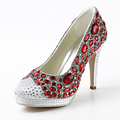 Satin Stiletto Heel Closed Toe Pumps With Crystal / Rhinestone Wedding Shoes (More Colors)