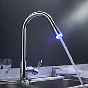Sprinkle® - laiton massif déroulant robinet de cuisine avec des couleurs de lumière LED changeant