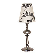 60W Modern Metal Table Light with 1 Light in Fabric Shade with Black Floral Pattern