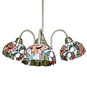 Tiffany Glass Chandeliers with 3 Lights in Floral Design