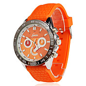 Unisex Plastic Analog Quartz Wrist Watch (Orange)