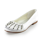 Satin Flat Heel Closed Toe With Imitation Pearl Wedding Party Women's Shoes
