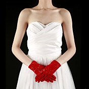 Lace Fingertips Wrist Length Bridal Gloves With Embroidery