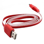 USB Sync and Charge Flat Cable for iPhone, iPad and iPod (Red, 100cm Length)