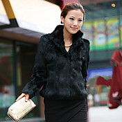 Long Sleeve Standing Collar Office Faux Fur Jacket(More Colors)
