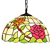 2 - Light Tiffany Pendent Lights with Rose Pattern