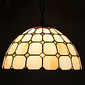 60W 1 - Light Glass Tiffany Pendent Light with Check Pattern