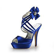 Satin Stiletto Heel Platform With Satin Flower Wedding Party Women's Shoes