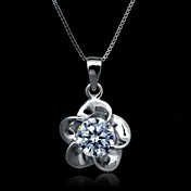 Fine Jewelry Elegant The plum blossom Zircon Sterling Silver Necklace