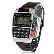 mænds gummi digital automatisk armbåndsur med multifunktion (sort)
