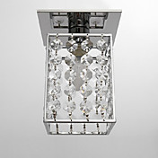 40W Comtemporary Crystal Flush Mount with 1 Light in Cubic Shade