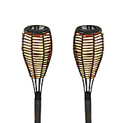 Set of 2 Solar LED Rattan Candle Light Garden Lawn Lamp Stake