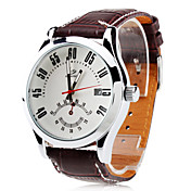 los hombres de la PU analógico reloj de pulsera automático mecánico (marrón)