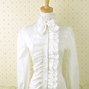 Met lange mouwen Wit Katoen Classic Lolita Blouse met strik
