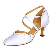 Satin Upper Dance Shoes With Rhinestone/ Buckle Ballroom Modern Shoes For Women's