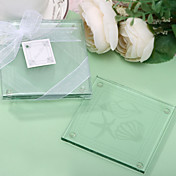 glas strand zeeschelp onderzetter gunsten (set van 2)
