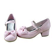Rosa PU Leder 4.5cm High Heel Sweet Lolita Schuhe mit Schleife