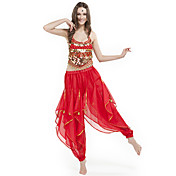 dancewear chiffon com beading desempenho roupa calças barriga para senhoras mais cores