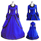 Manga larga palabra de longitud satén azul vestido de Gothic Lolita