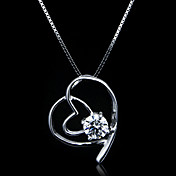 Fine smykker Lovely Cross Hjerte Zircon Sterling Sølv halskjede