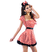 sexede kvinder rød og whtie polka prikker spandex mus kostume (3 stk)
