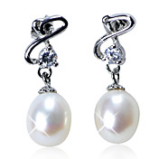 splendidi orecchini di perle in argento sterling freschi con cristallo