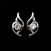 Elegant Sterling Silver Flower Design with Crystal Stud Earrings