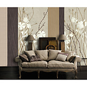 Botanical Black and White Floral Natur Mural