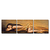 Dipinti a mano persone pittura ad olio con telaio allungato - set di 3