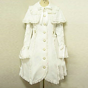 Long Sleeve White Cotton Princess Lolita Coat with Shawl