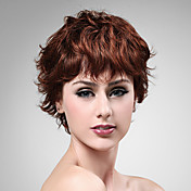 Capless 100% Echthaar Perücke kurz hochwertigen natürlichen Look dunklen Locken Perücke aubum (0463-lpp530)