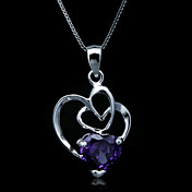 Fine Jewelry elegante Ametista Croce Cuore Collana Argento
