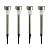 Solarbetriebene LED White Light Rechargeable Stainless Steel Garden Lawn Lamp (4-Pack)