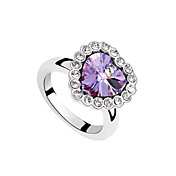 Mote Platinum belagt hjerte Design Crystal Ring (Flere farger)