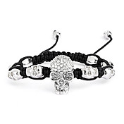 Fashion Skull Alloy Woven Bracelet with Rhinestone
