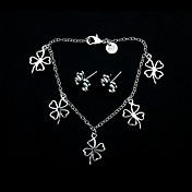 Beautiful Silver Plated Lucky Leaf Women's Jewelery Set Including Bracelet,Earring
