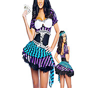Fancy Purple And Blue Stripes Pirate Women Halloween Costume(2 Pieces)