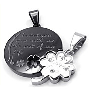 Couple Circle Pendant(Free Chain)(4.3*2.6*0.3CM)