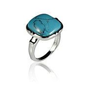 Elegant Alloy Square Imitation Gem Stone Ring