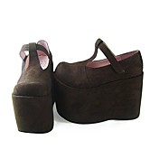 Handmade Coffee PU Leather 12cm Platform Classic Lolita Shoes