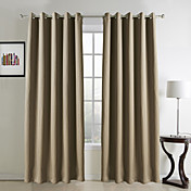 (Two Panels) Classic Jacquard Brown Blackout Curtains