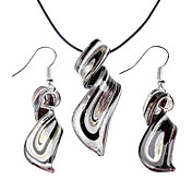 Rationaliser motif coloré de lustre noir Vaidurya collier et boucles d'oreilles