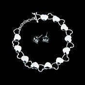 Beautiful Silver Plated Corazón de la Mujer Sólido y Hueco de la joyería Conjunto Incluye brazalete, aretes