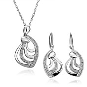 Multi Layers Shaped 18K Gold Jewelry Set With Rhinestone Including Necklace,Earring (More Colors)