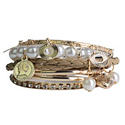 Rose Gold Color Plated Alloy Pearl Multilayer Bracelet