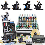 6 Tatoo Guns Kit con alimentazione Power LCD e 54 inchiostro a colori