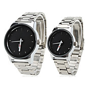 Paar Stil unisex Edelstahl Analog Quarz-Armbanduhr (silber)