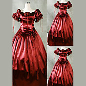 Short Sleeve Floor-length Red Satin Princess Lolita Dress