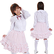 Long Sleeve Knee-length white and red Cotton Casual Lolita Outfit