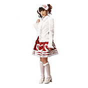 Long Sleeve Knee-length White and Red Cotton Princess Lolita Outfit